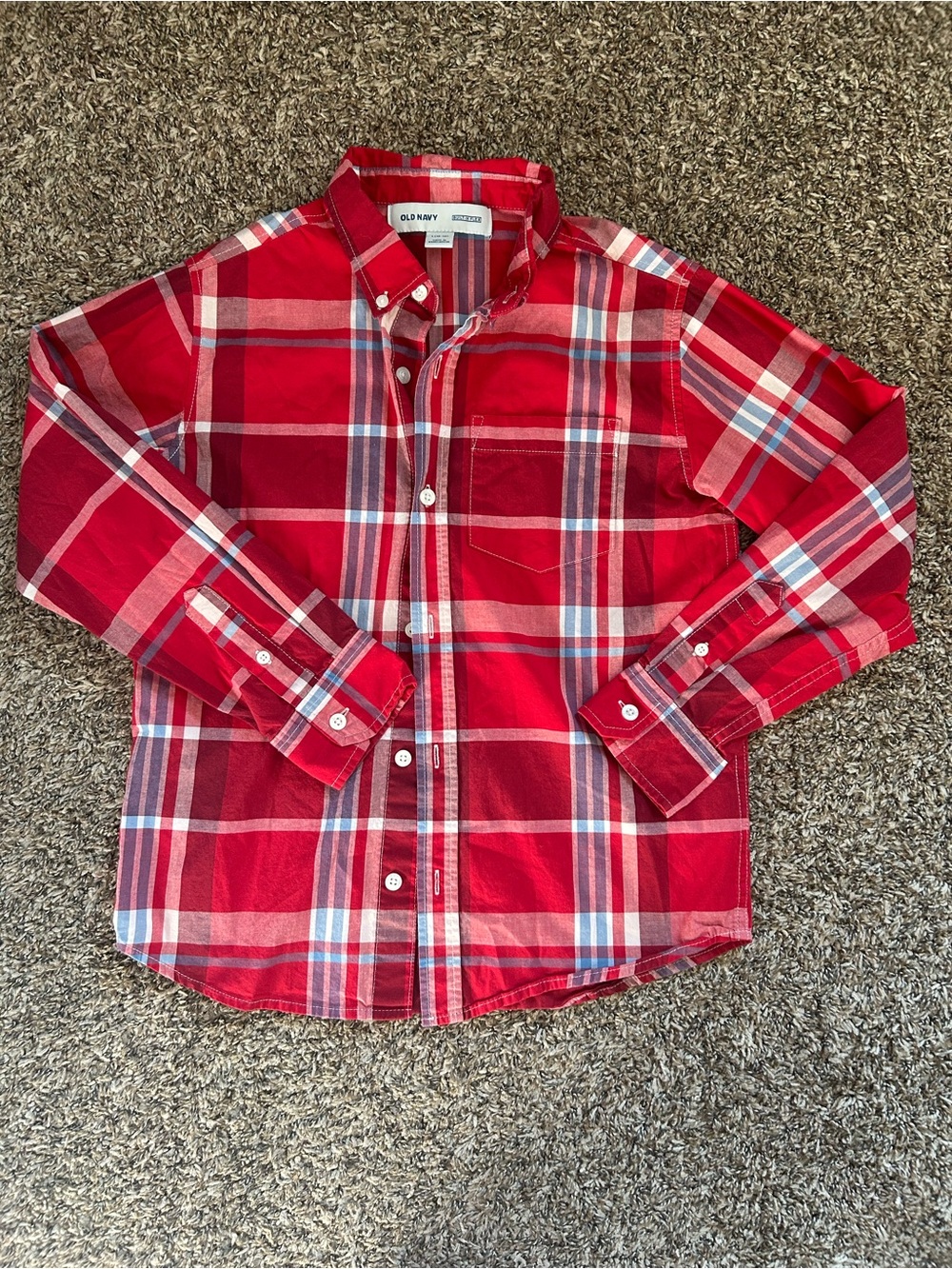 Old Navy Red Plaid Button-Down Shirt - Boys